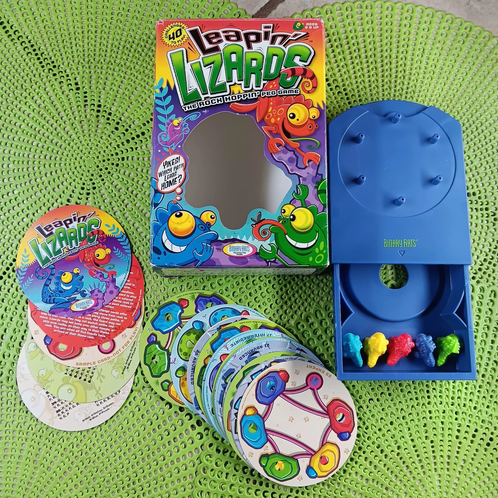 Vintage Binary Arts Leapin’ Lizards The Rock Hoppin’ Peg Game 2000 CIB RARE OOP
