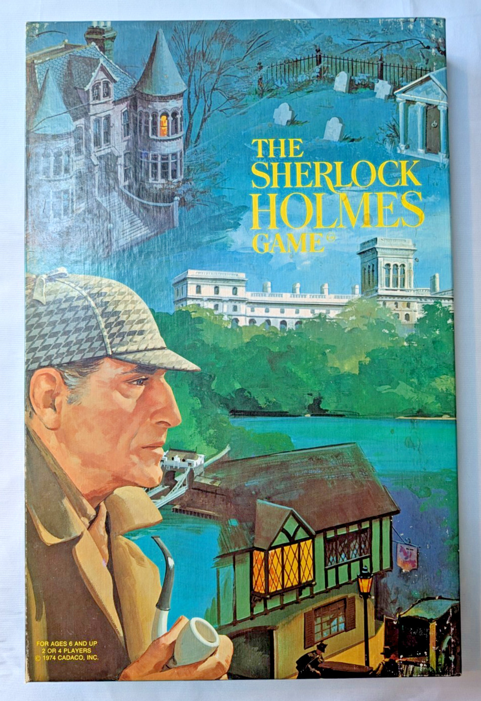1974 Sherlock Holmes Mystery Board Game Cadaco COMPLETE & UNPUNCHED (h)