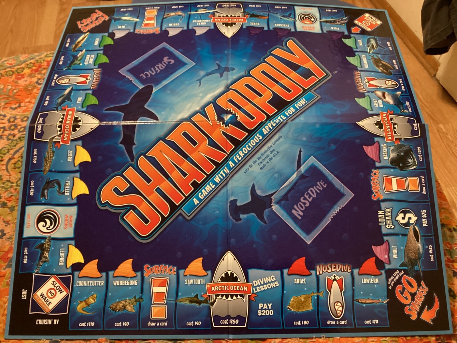 SHARKOPOLY, COMPLETE GAME FEROCIOUS APPETITE FOR FUN; JAWS,GREAT WHITE/FREE P &H