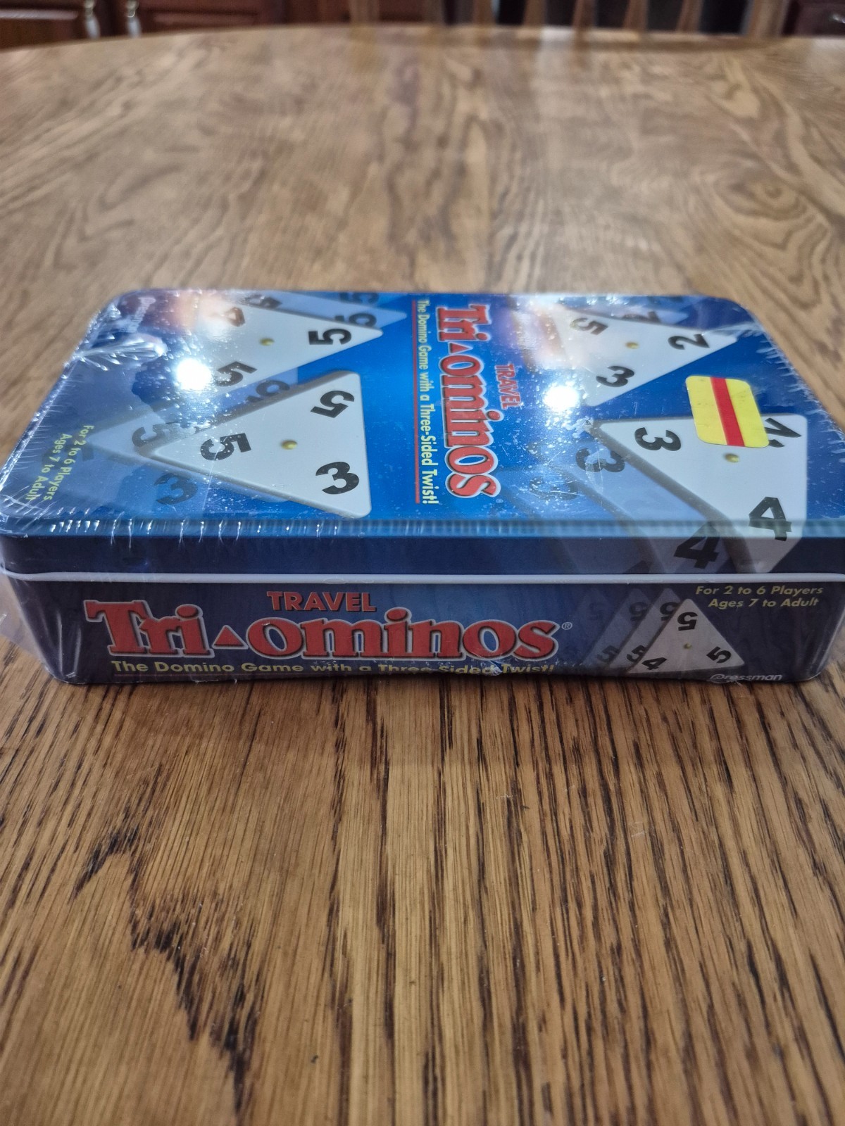 Pressman Travel Tri-Ominos Tin Game Factory Sealed 2017 Triangle Domino Game NEW