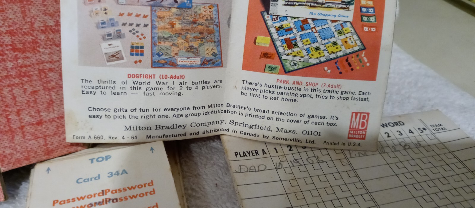 ORIGINAL/VINTAGE, 1963 PASSWORD Game By Milton Bradley Co – Volume Three, #4260