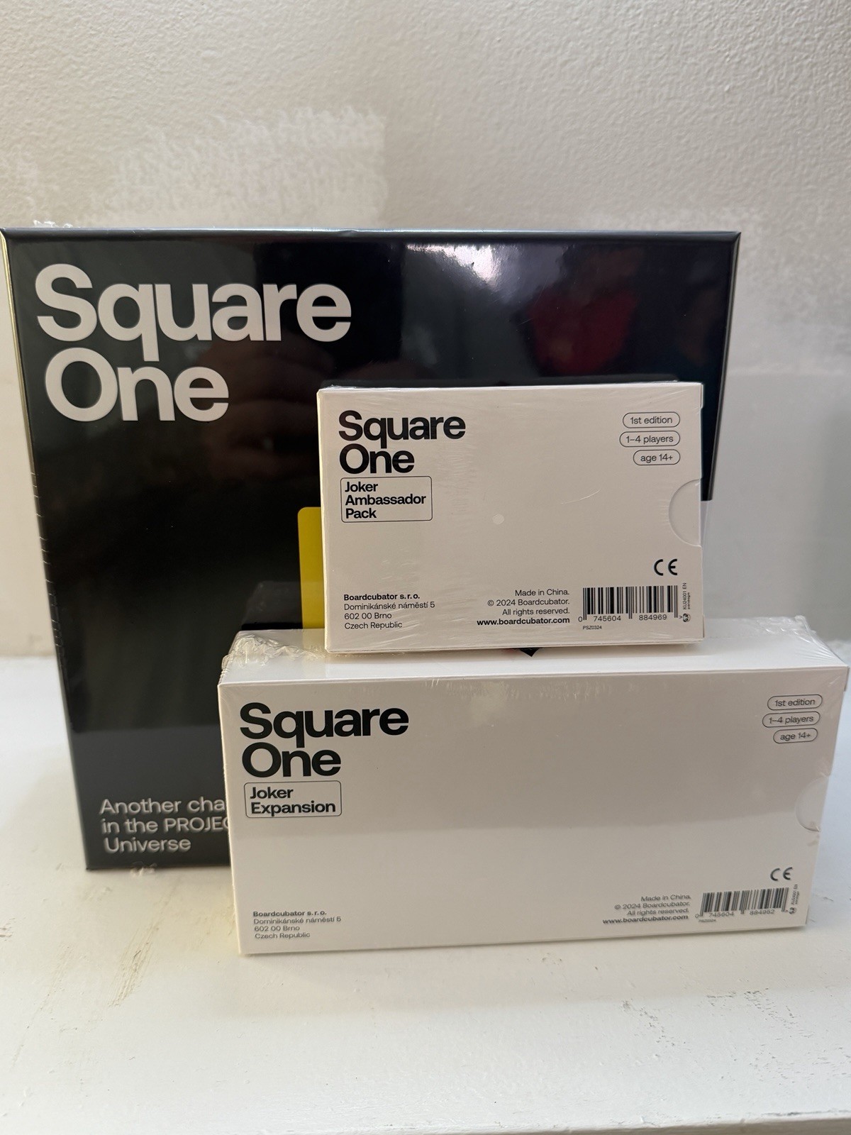 Square One Board Game Bundle New Sealed + Joker Expansion + Ambassador Pack.