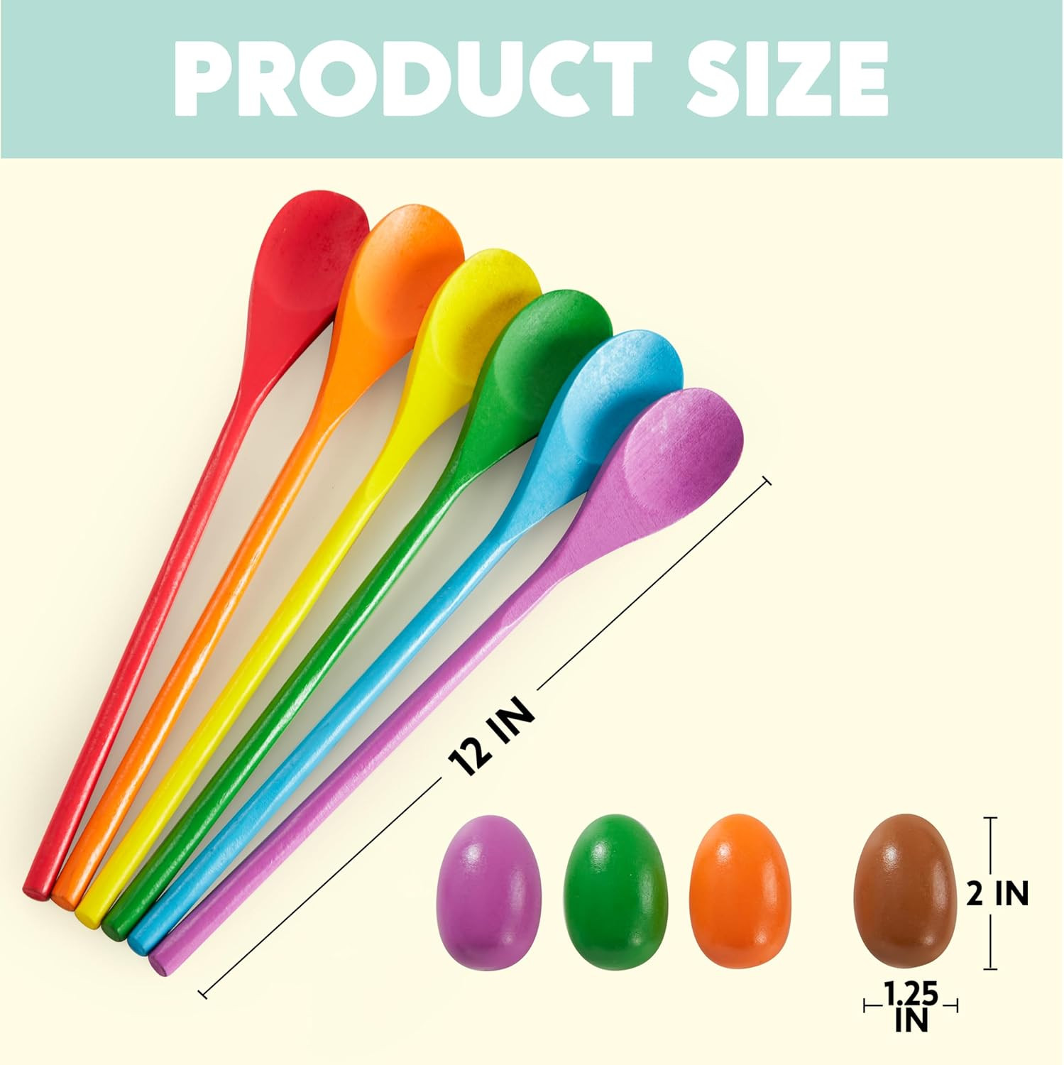 24 PCS Easter Egg and Spoon Race Game Set, 12 Players Carnival Egg and Spoon Rel