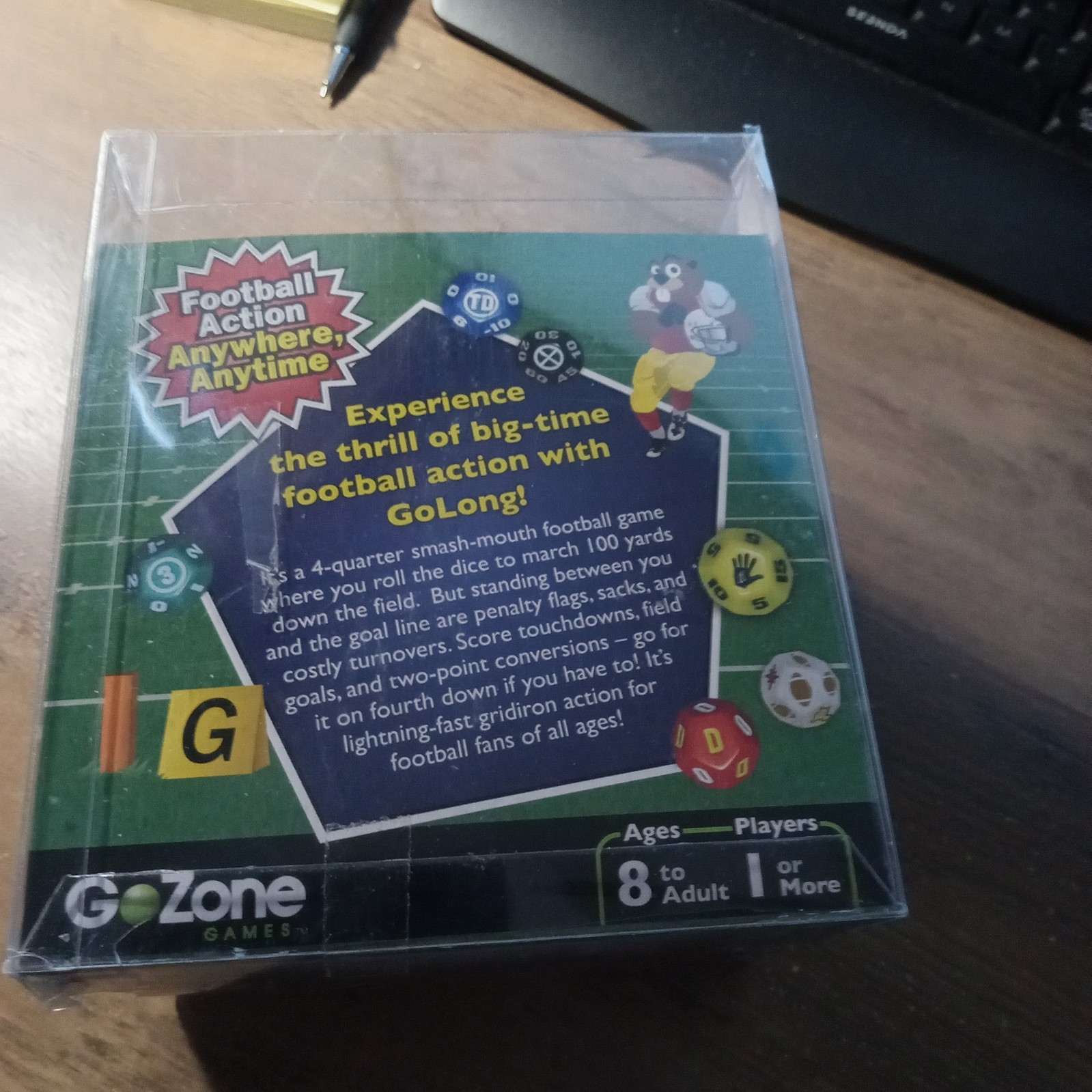 Go Long! Football Dice Game Travel Edition GoZone 100% Complete 2008 Damage Box