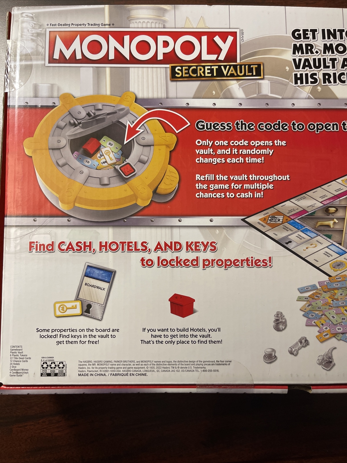 Monopoly Secret Vault Board Game for Kids Ages 8 and Up, Family Board Game for