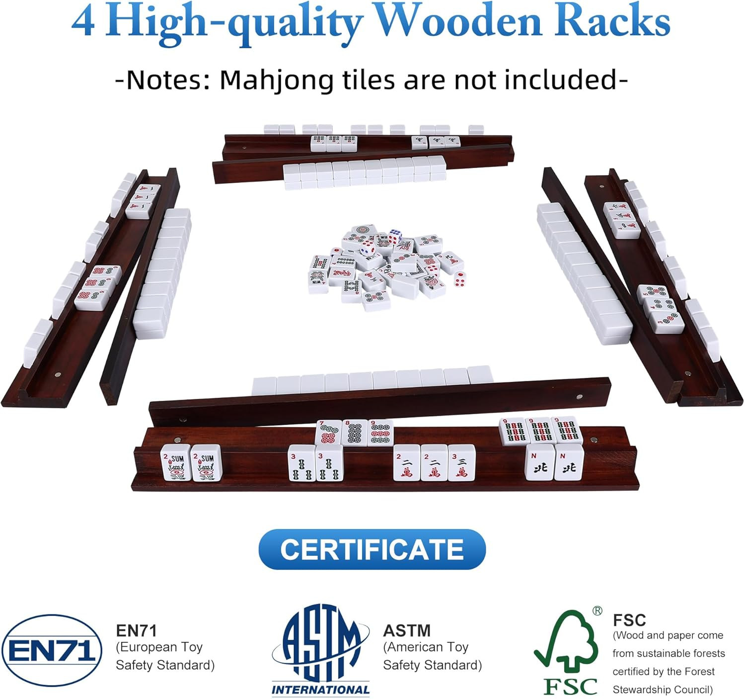 Offelec 17.2 * 1 * 2.4 Inch Upgraded Magnetic Mahjong Racks, 4 Pcs American