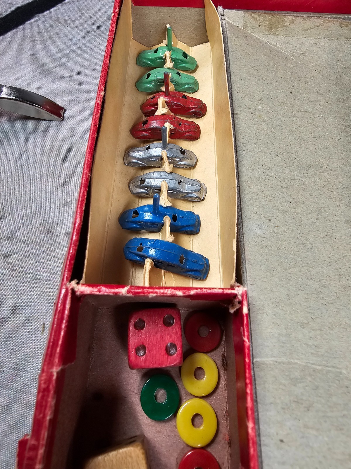 Vintage 1938 CABBY! Board Game Selchow & Righter 8 Metal Cars Complete Set S&R