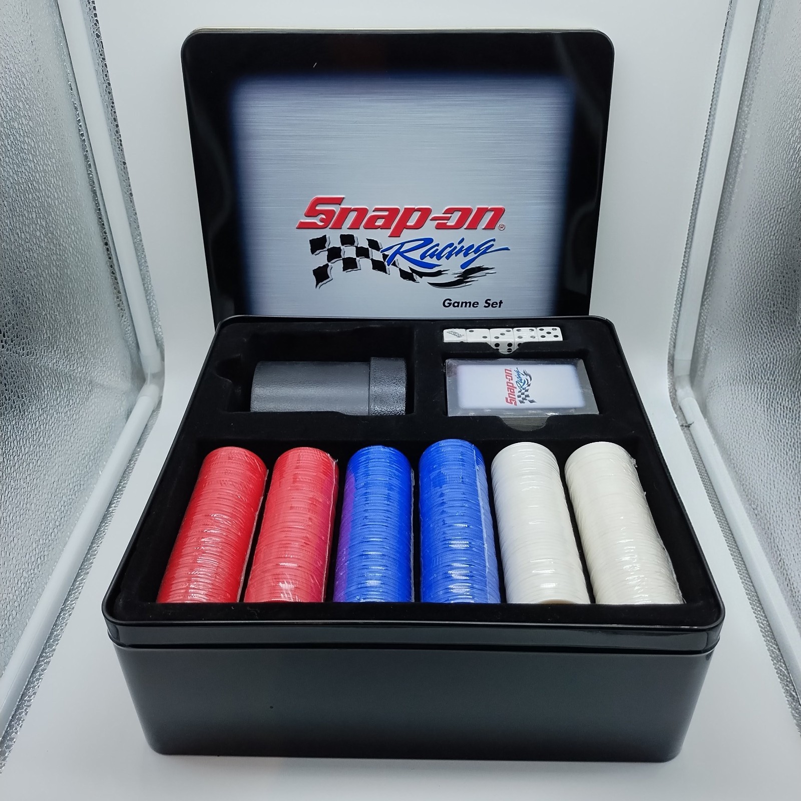 2003 Sealed Snap-On Car Racing Game Set Ltd Edition Poker Chips Cards Dice & Cup