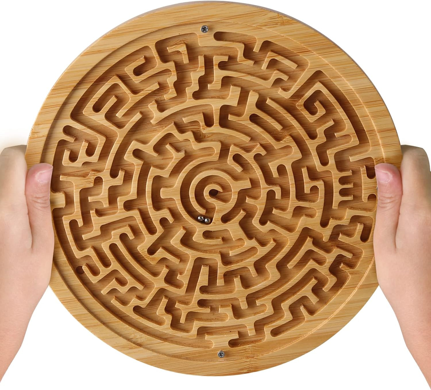 Round Wooden Labyrinth Board Game – Marble Maze for Education and Fun, Toddler A