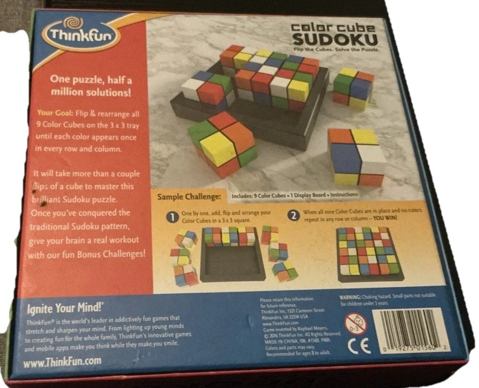 ThinkFun Color Cube Sudoku Game New Sealed
