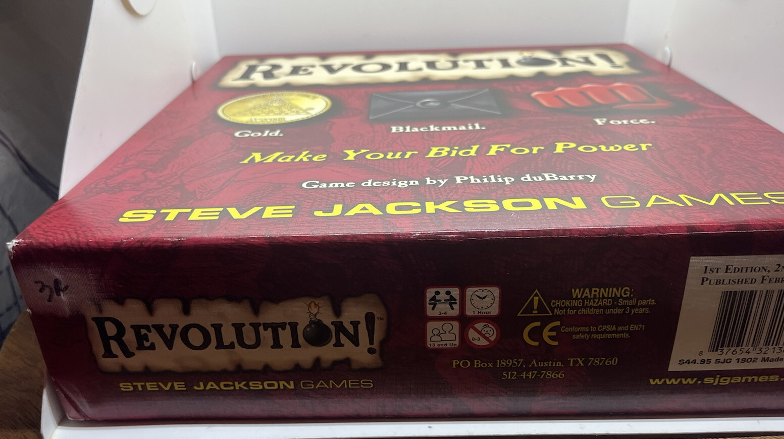 Revolution Board Game Steve Jackson 1st Edition 2nd Printing 100% Complete EUC