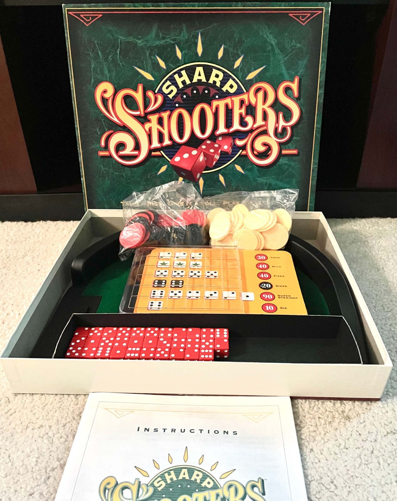 Sharp Shooters Dice Betting Board Game Milton Bradley Vintage 1994 100% Complete