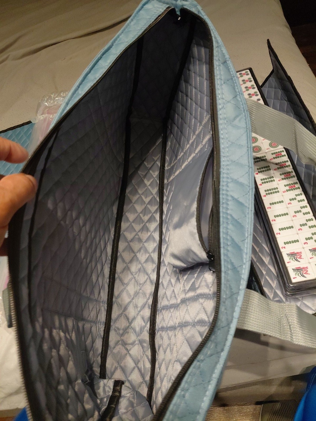 Mose Cafolo American Mahjong Set with Quilted Soft Bag, Tiles, and All-in-One Ra