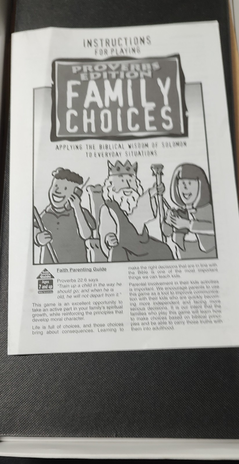 Proverbs Edition of Family Choices, by Faith, Kids Ages 7 and up, 3-6 players