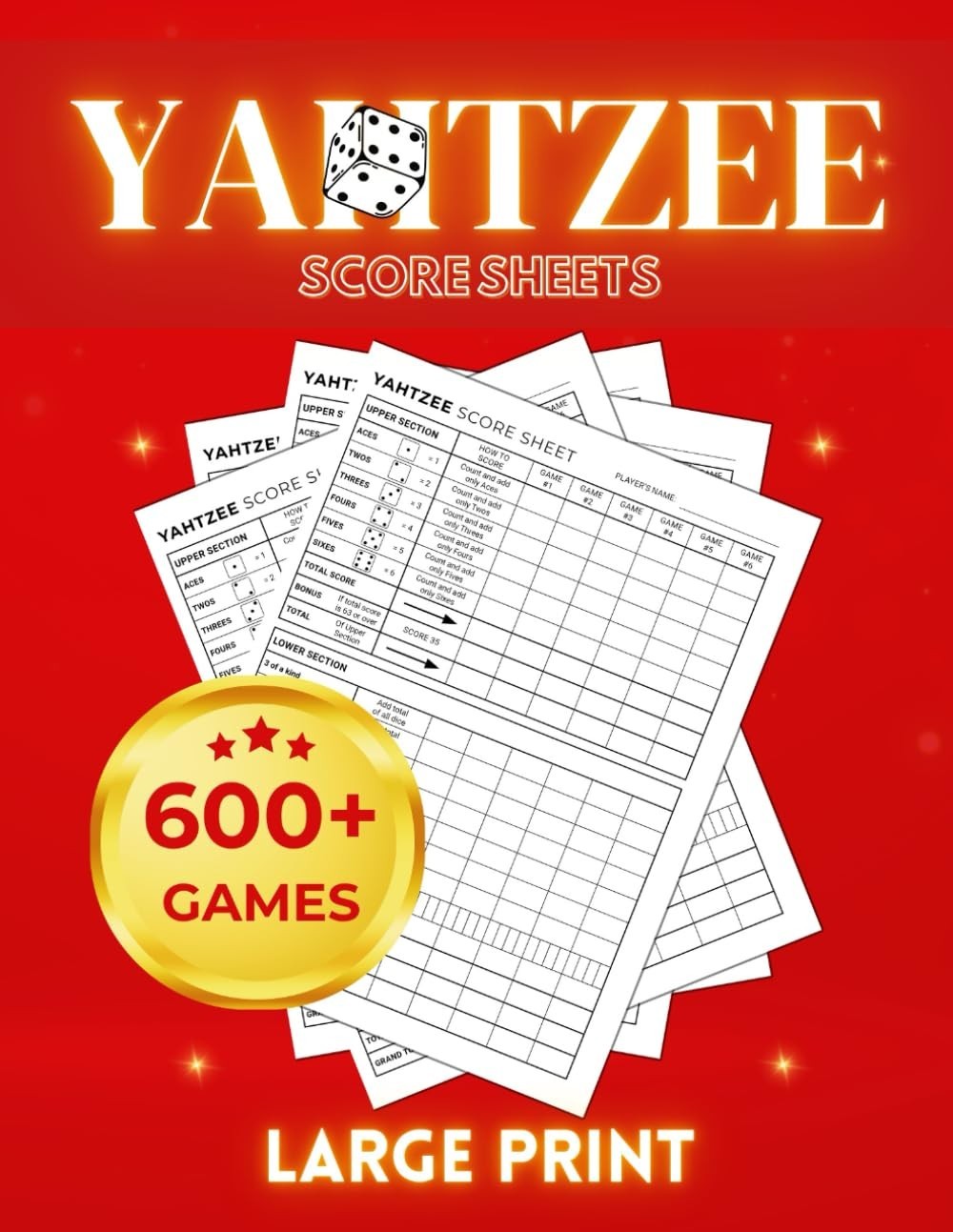 Yahtzee Score Pads: Yahtzee Sheets for Scorekeeping , 8.5 X 11 Large Print Yahtz