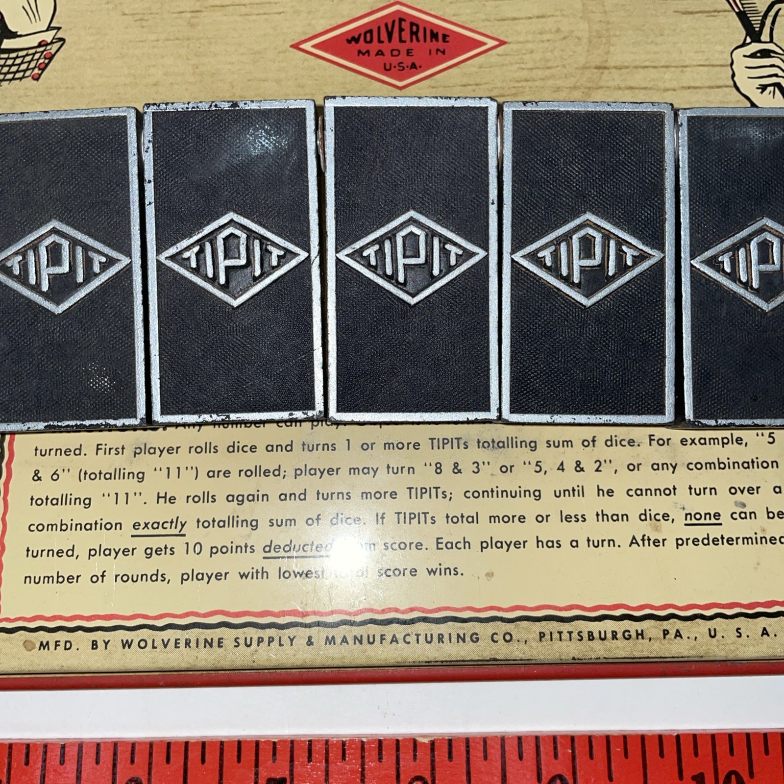1930’s/40’s Tipit Tin Dice Game Wolverine Supply & Manufacturing Pittsburgh PA