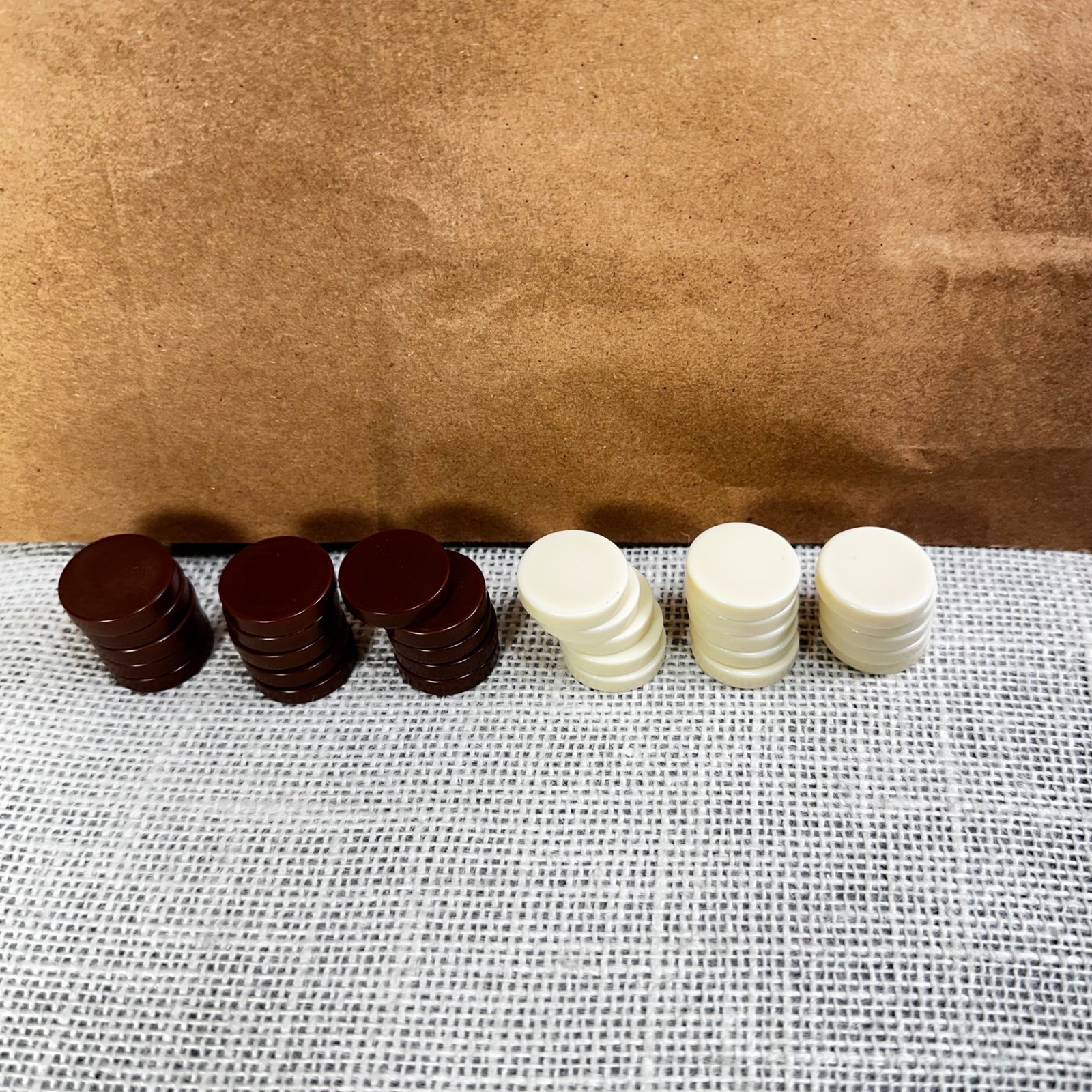 Vintage Backgammon Checkers Replacement Lot 30 Brown Ivory Playing Pieces 15/15