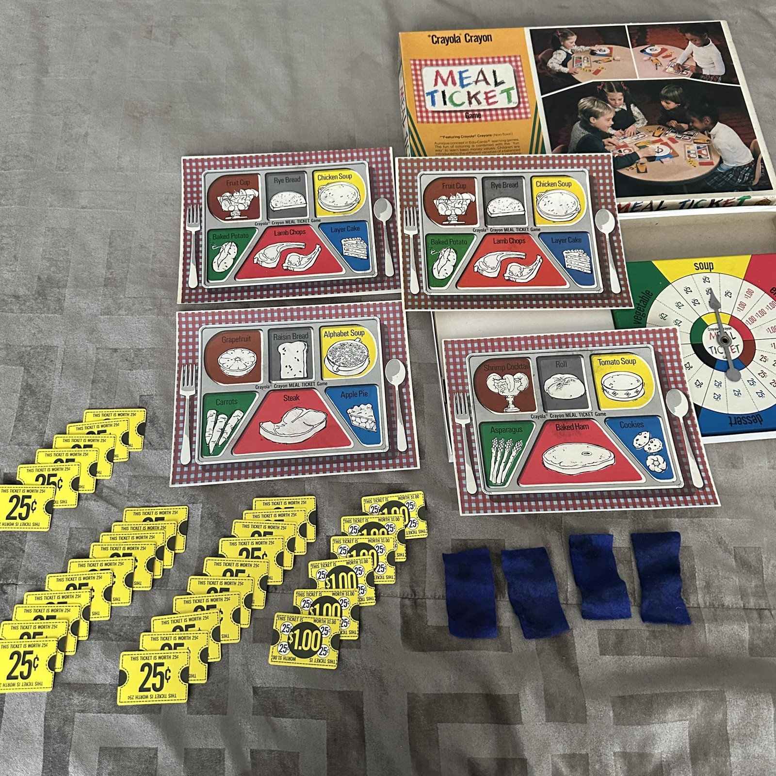 Vintage 1975 Crayola Crayon Meal Ticket Edu-Cards Kids Board Game Ages 5-10