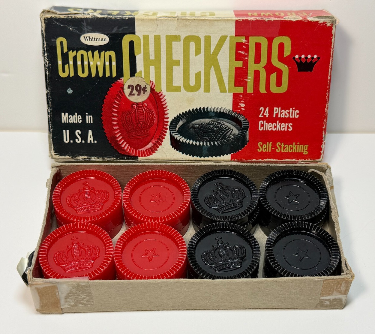 Vintage 1960 Whitman Crown Checkers No. 4413 Plastic Self Stacking – Complete