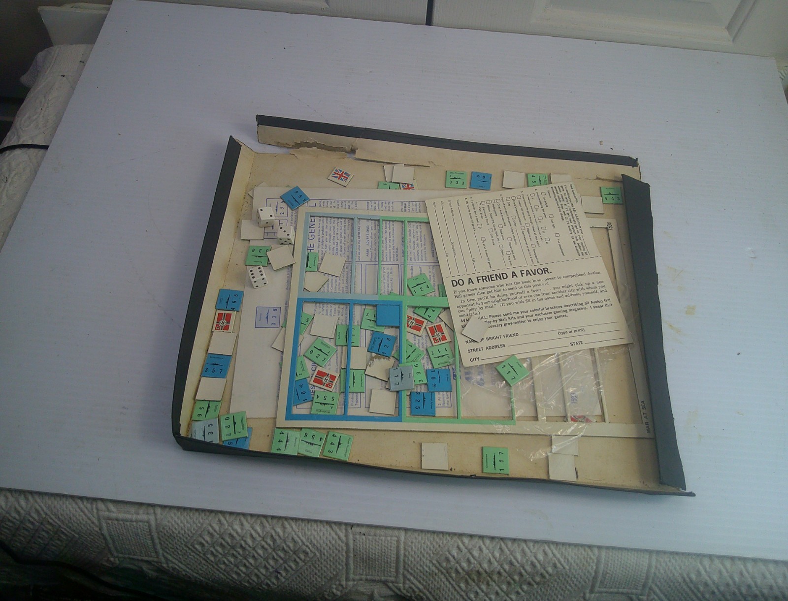 Avalon Hill War at Sea Strategy Game 1976Vintage Naval Wargame