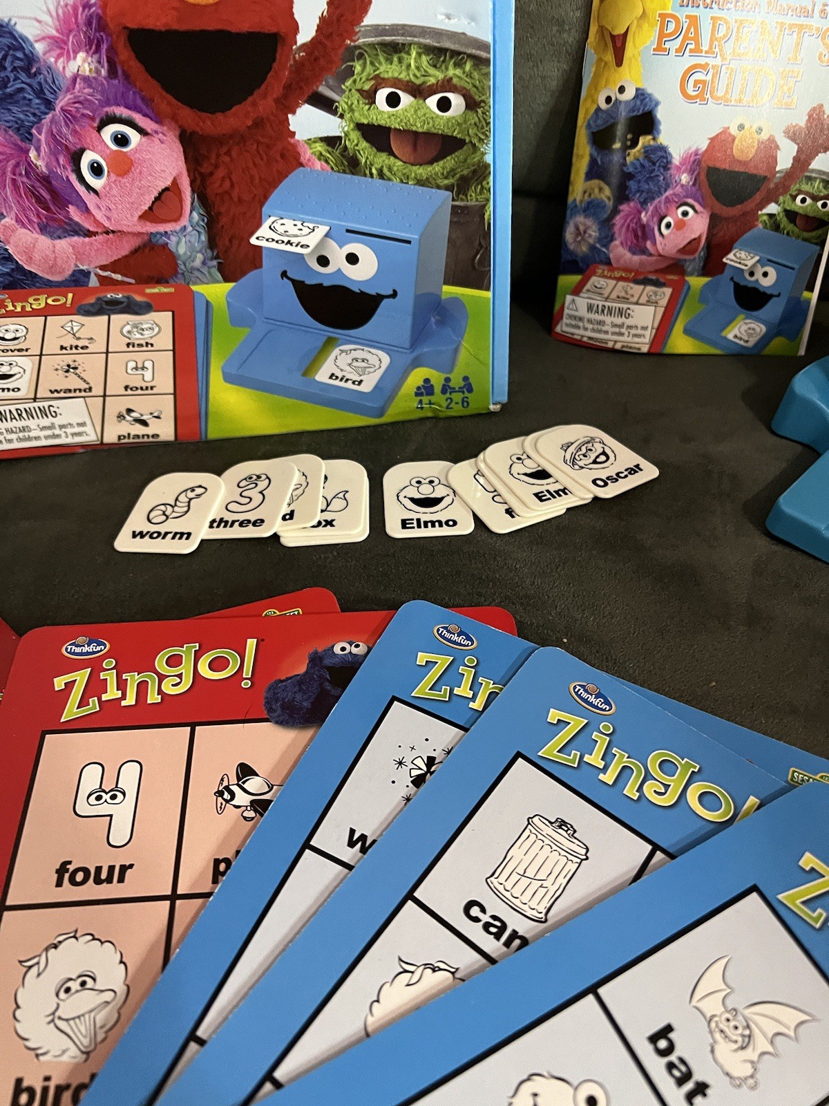 Sesame Street Zingo! Bingo With A Zing ThinkFun Ages 4+ For 2-6 Players