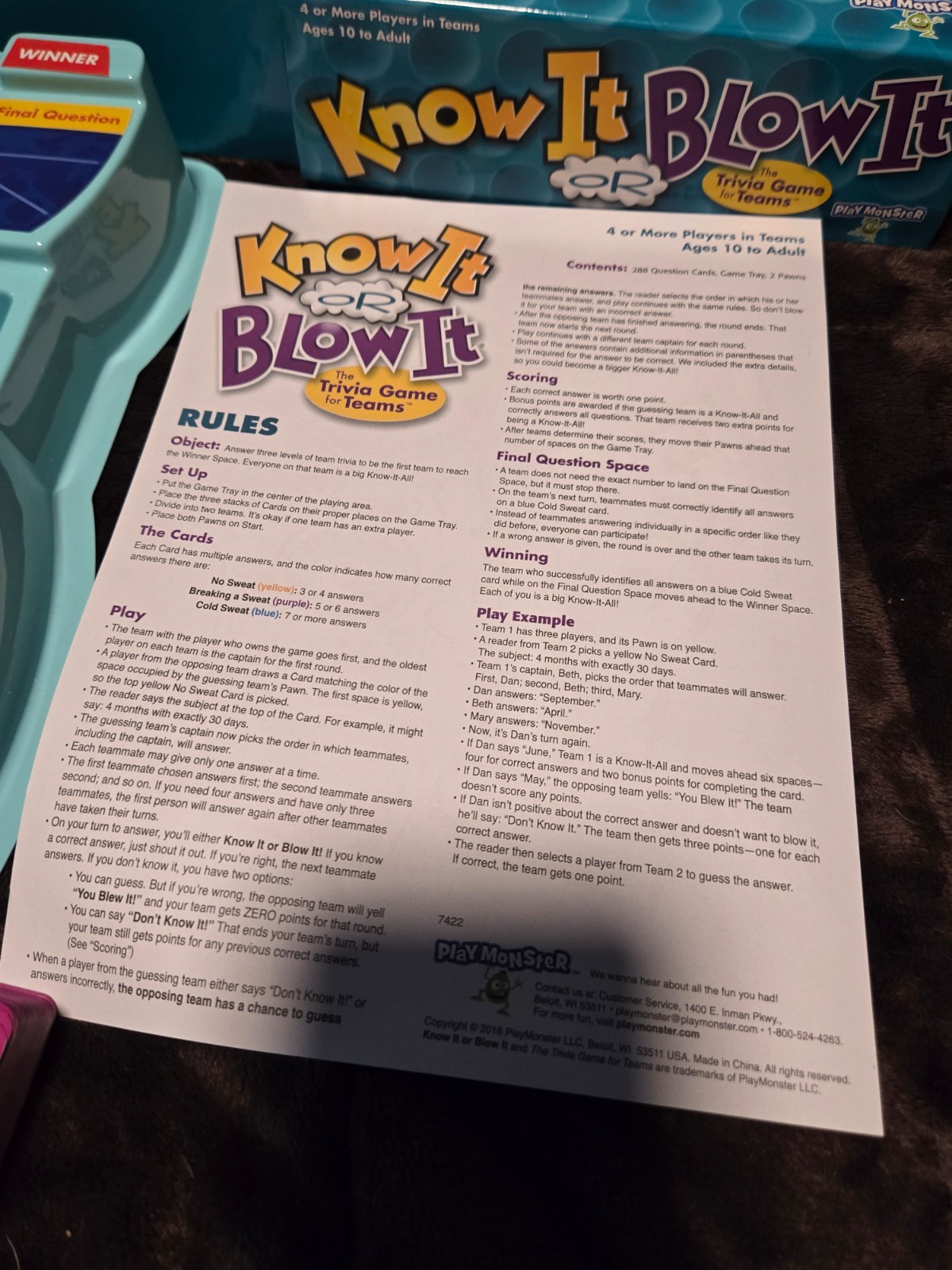 Know It or Blow It Game-Patch Products 2013 Party Game-100% COMPLETE