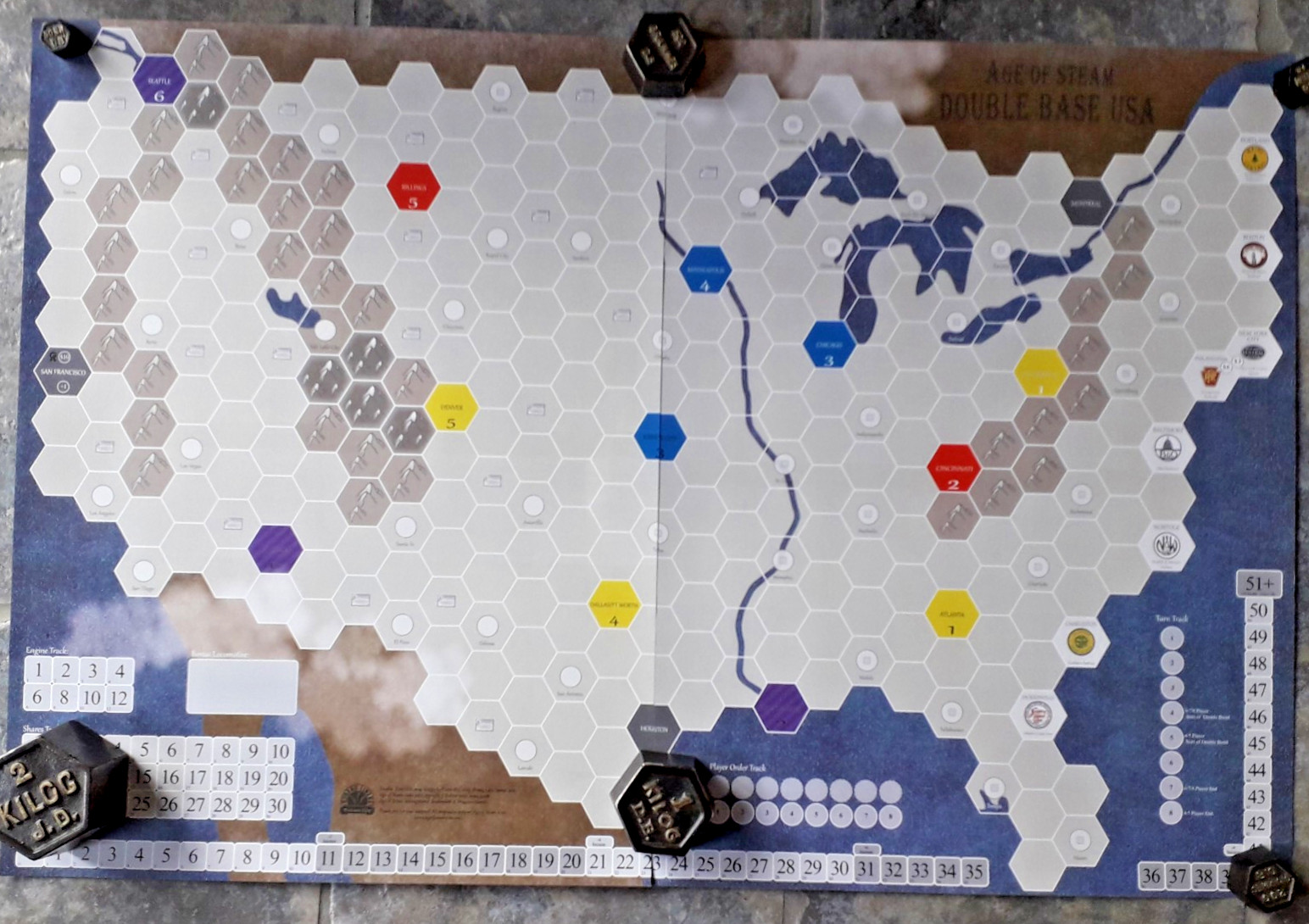 Age of Steam Expansions: Double Base USA & Pacific Electric – 2021 – Unplayed!