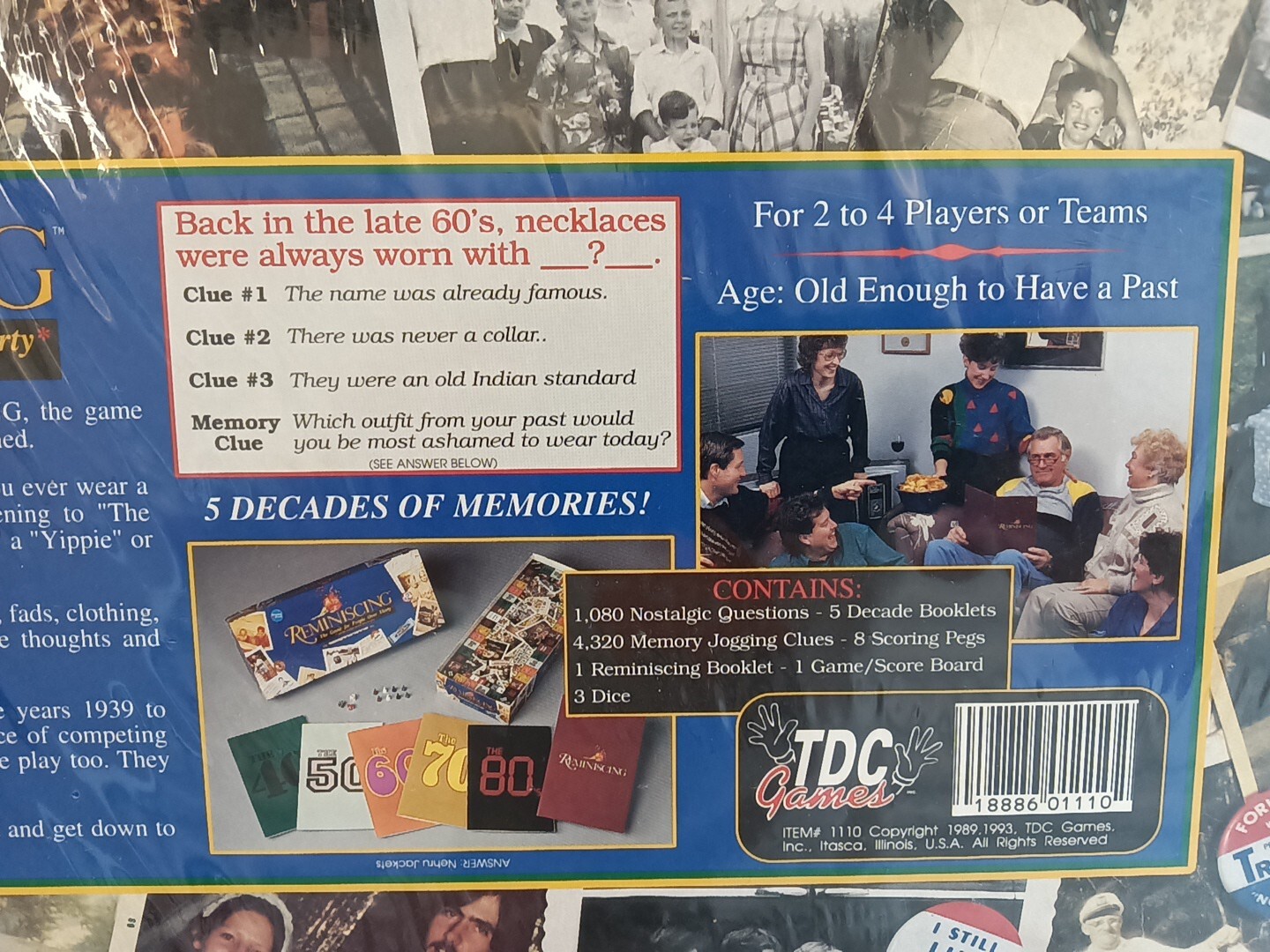 Reminiscing 1939-1989 Party Family Boardgame TDC Games Spin Trivia Memory Sealed