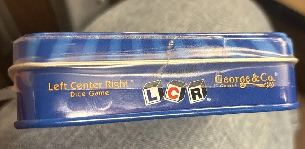 LCR® Left Center Right™ Dice Game – Blue Tin
