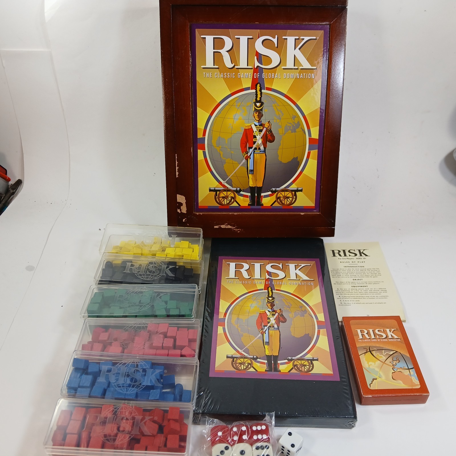 RISK Vintage Game Collection Bookshelf Box Wooden Case Strategy Parker Brothers
