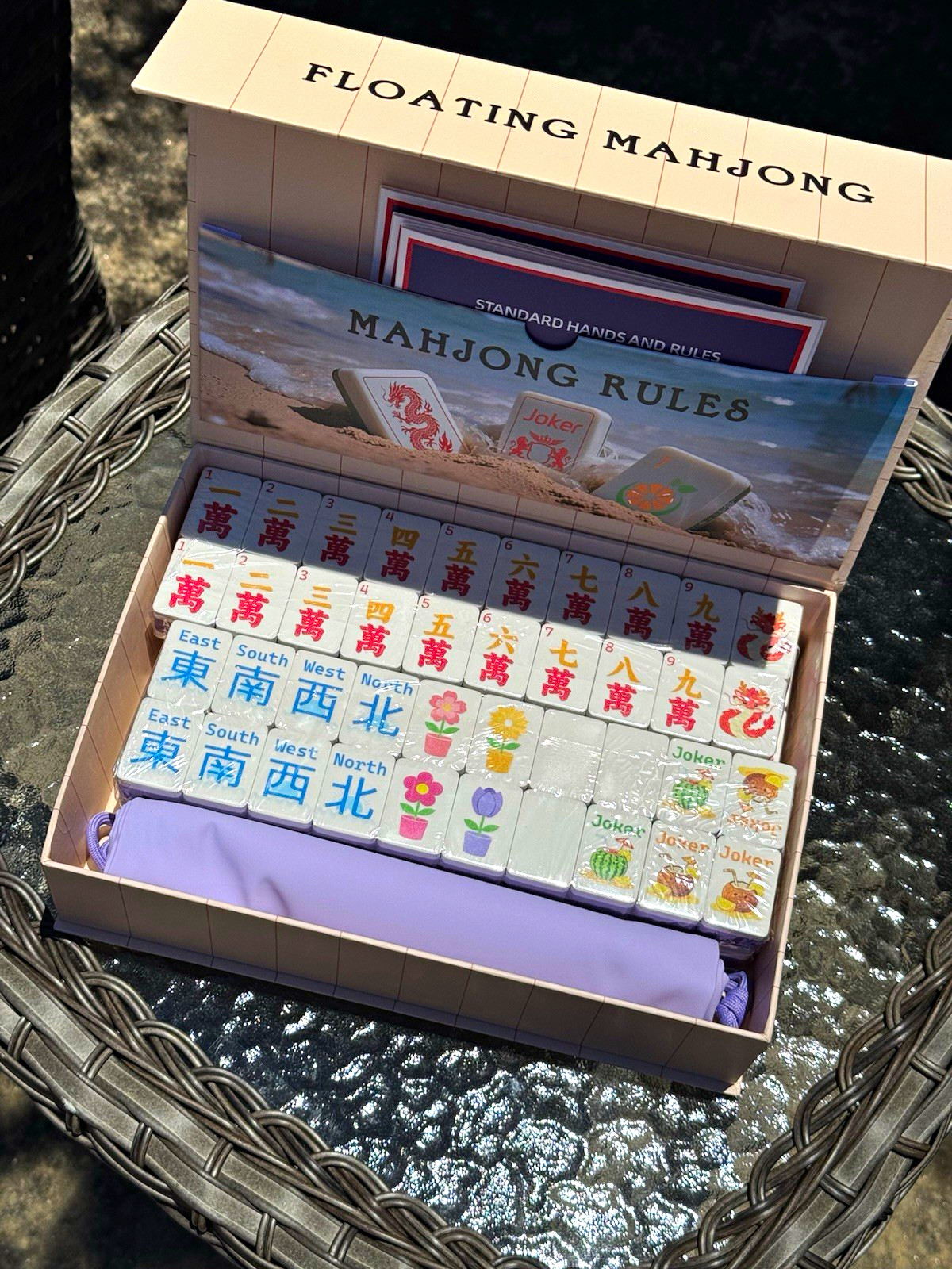 Floating Mahjongg Travel Size Tile Game Set w/ Rules Booklet, 4+ Players