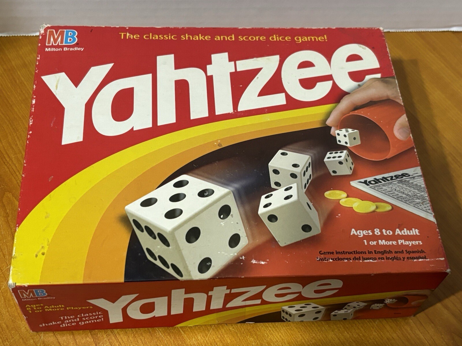 Yahtzee 1991 Milton Bradley Game Set 5 Die Cup 10 Chips Score Cards Rules VTG