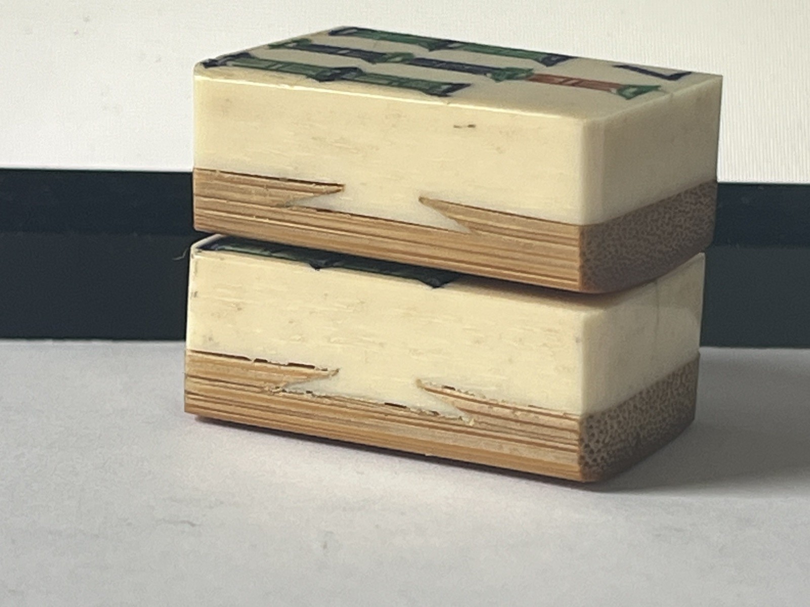 2 Vtg 1920s Mahjong Bone/Bamboo Replacement Tiles 7 BAM
