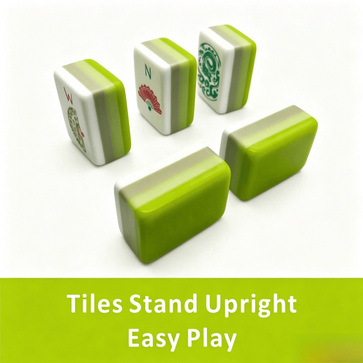 160 American Mahjong Tiles – 4-Layer Acrylic Engraved, Apple Green Theme Set