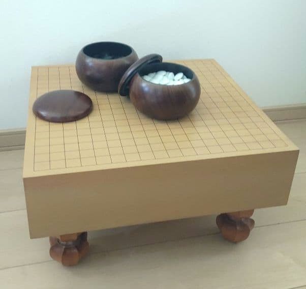 Japanese Go Board Set w Legs Goban Stones Bowls 19×19 Natural Wood Vintage Rare