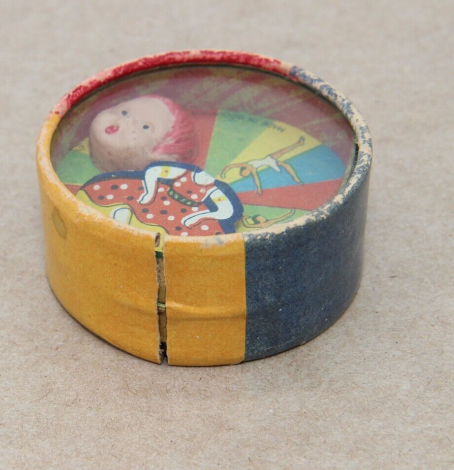 Vintage 2 Sided Handheld Dexterity Puzzle Occupied Japan Girl/Bear w. Barrel