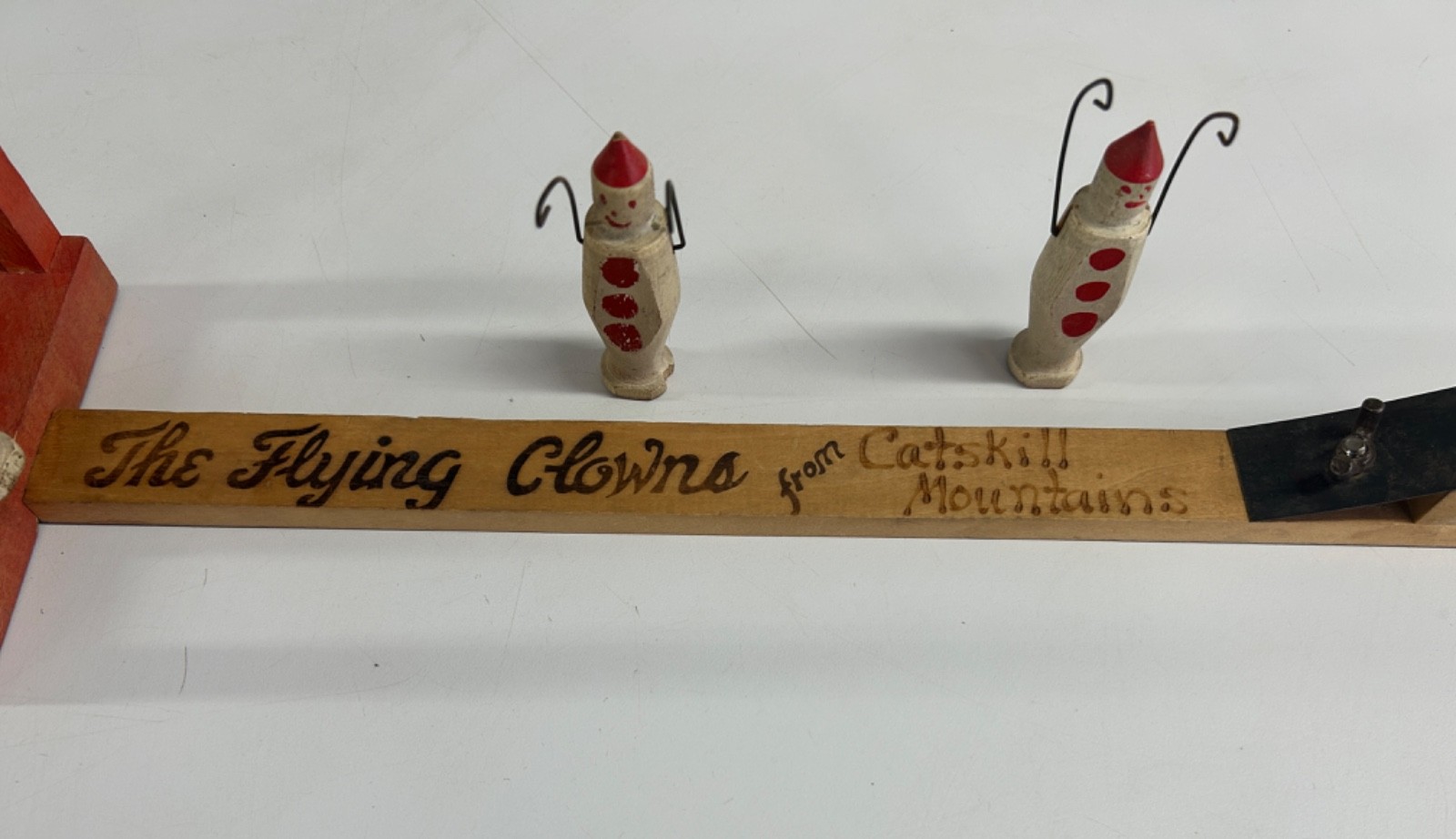1920s Vintage Rare Flying Clowns Toy Dutch Novelty Wood Flip Game Pieces Circus