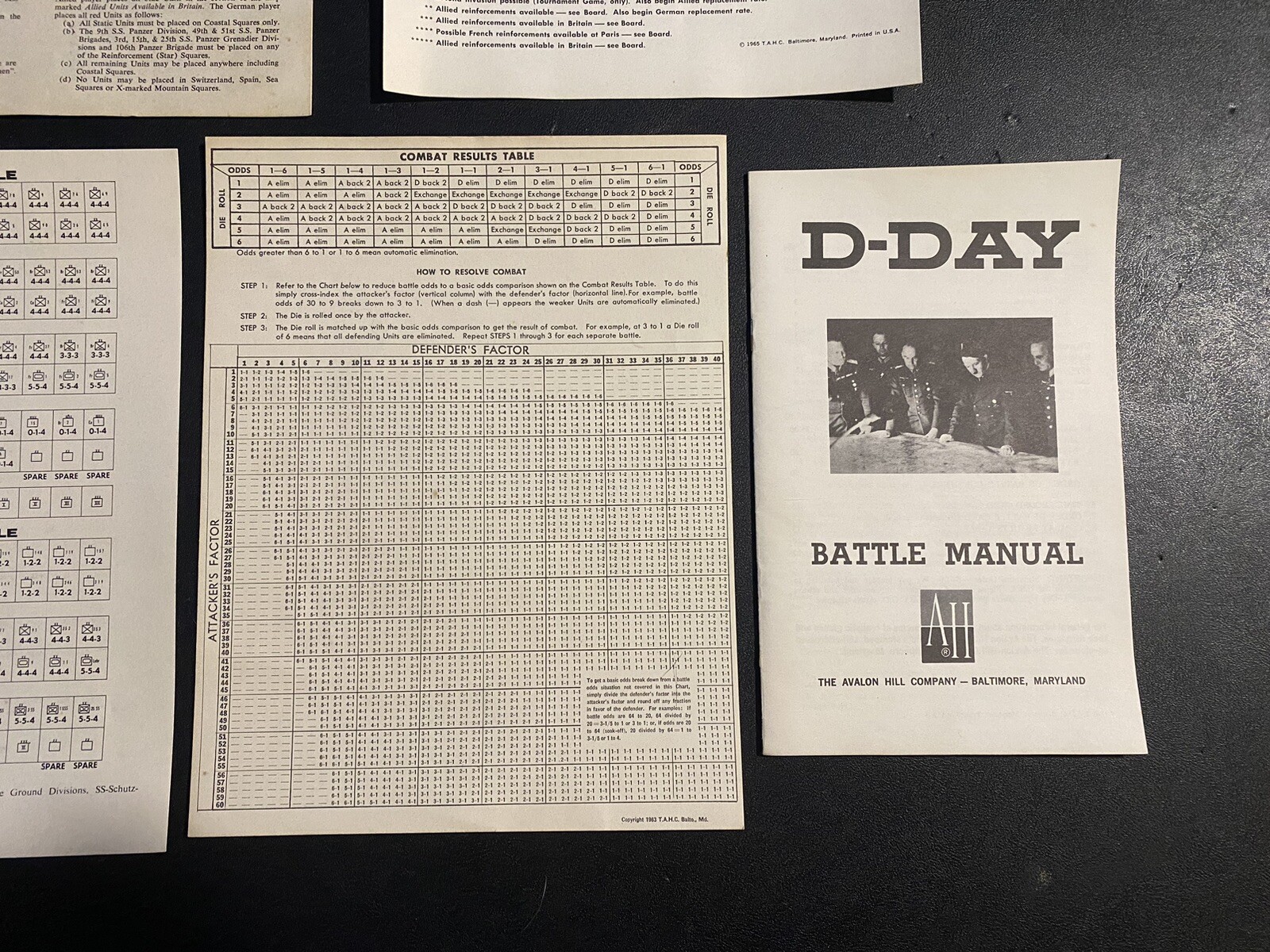 1961 Vintage Avalon Hill D-Day Invasion Board Game World War II WW2 War Strategy