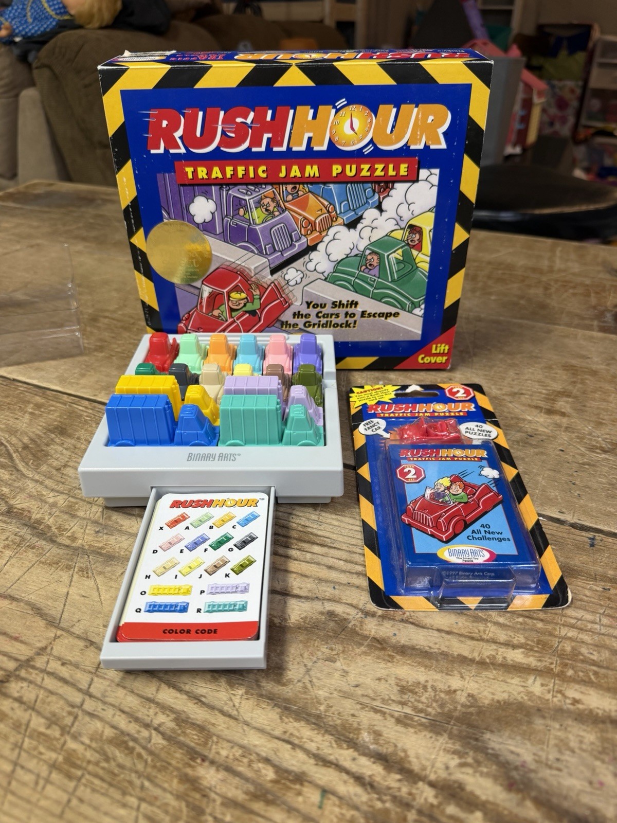 + CARD SET 2 Vintage 1996 Rush Hour Traffic Jam Puzzle Game Binary Arts COMPLETE