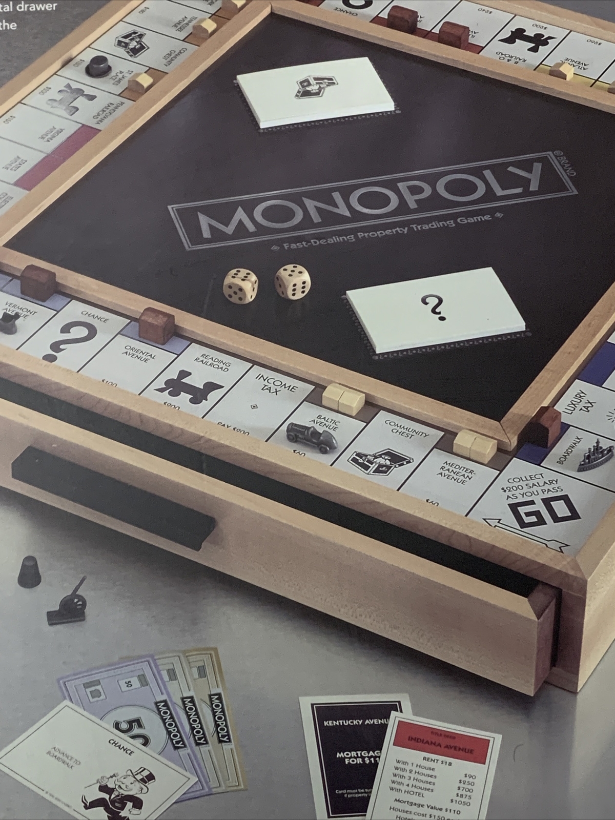 BNIB Winning Solutions Monopoly Luxe Edition with Solid Maple Wood Board Game