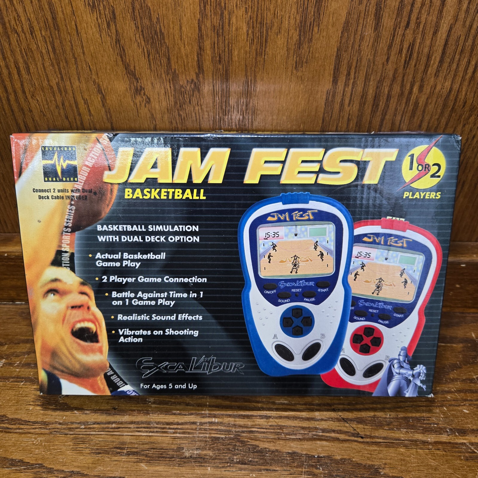 Excalibur Double Play Handheld Electronic Basketball Game Brand New