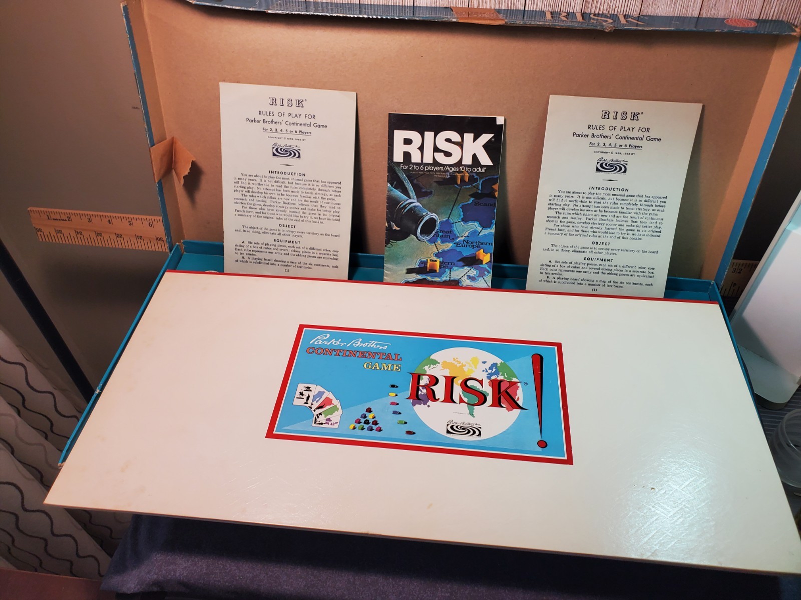 3 Vtg 1950’s & 60’s Parker Bros. Board Games. Monopoly, Sorry, Risk. With Instr.