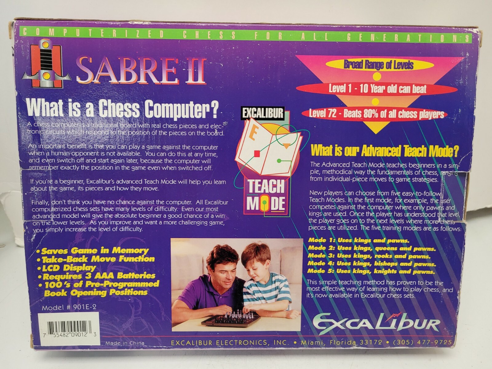 EXCALIBUR Sabre II Electronic Computer Chess Game **Excellent**
