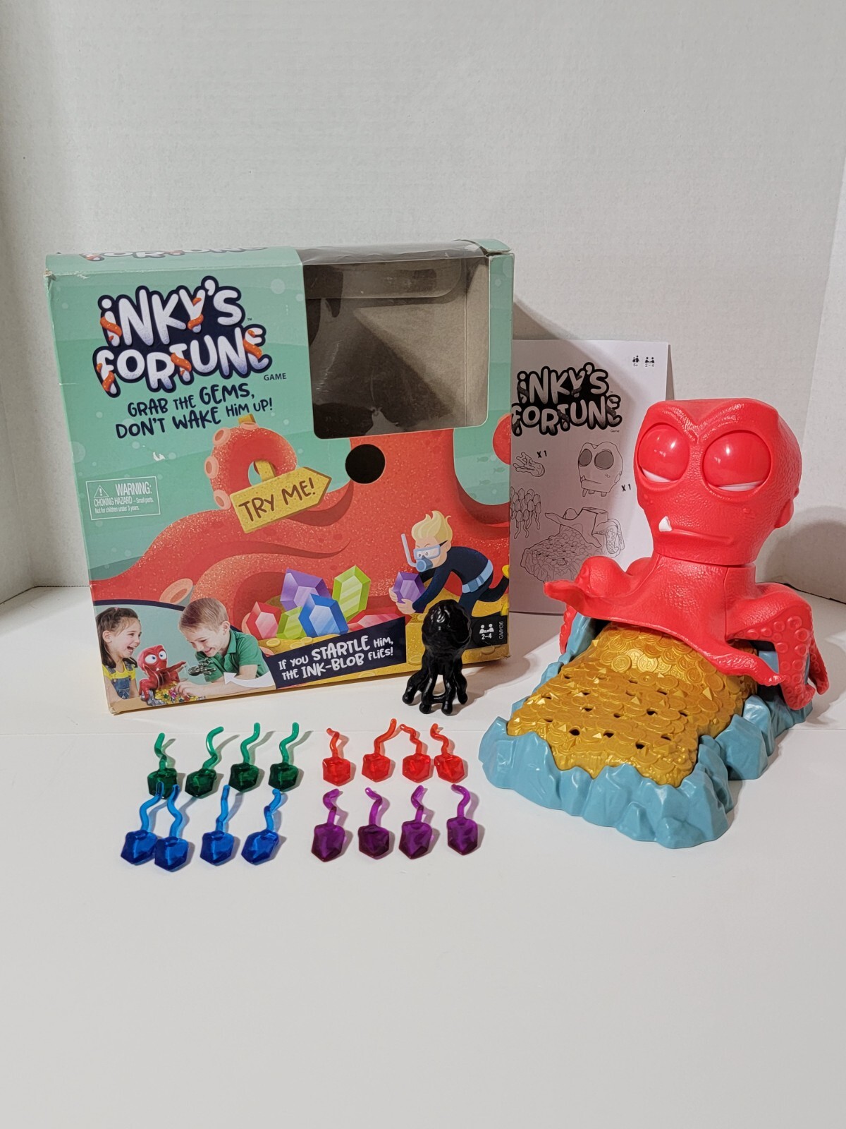 Inky’s Fortune Complete Kids Interactive Board Game with Gems Octopus Ink Blob