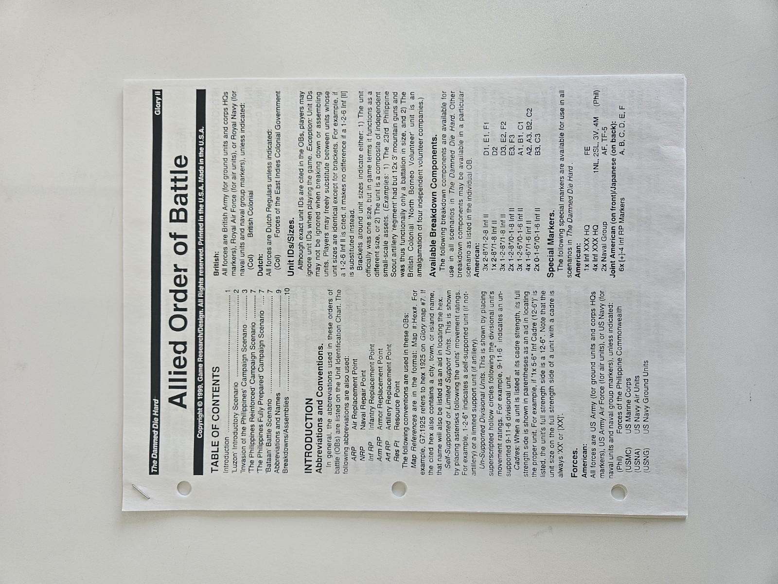 UNPUNCHED Damned Die Hard – Philippines ’41; GRD 911; 1999; Vintage Game