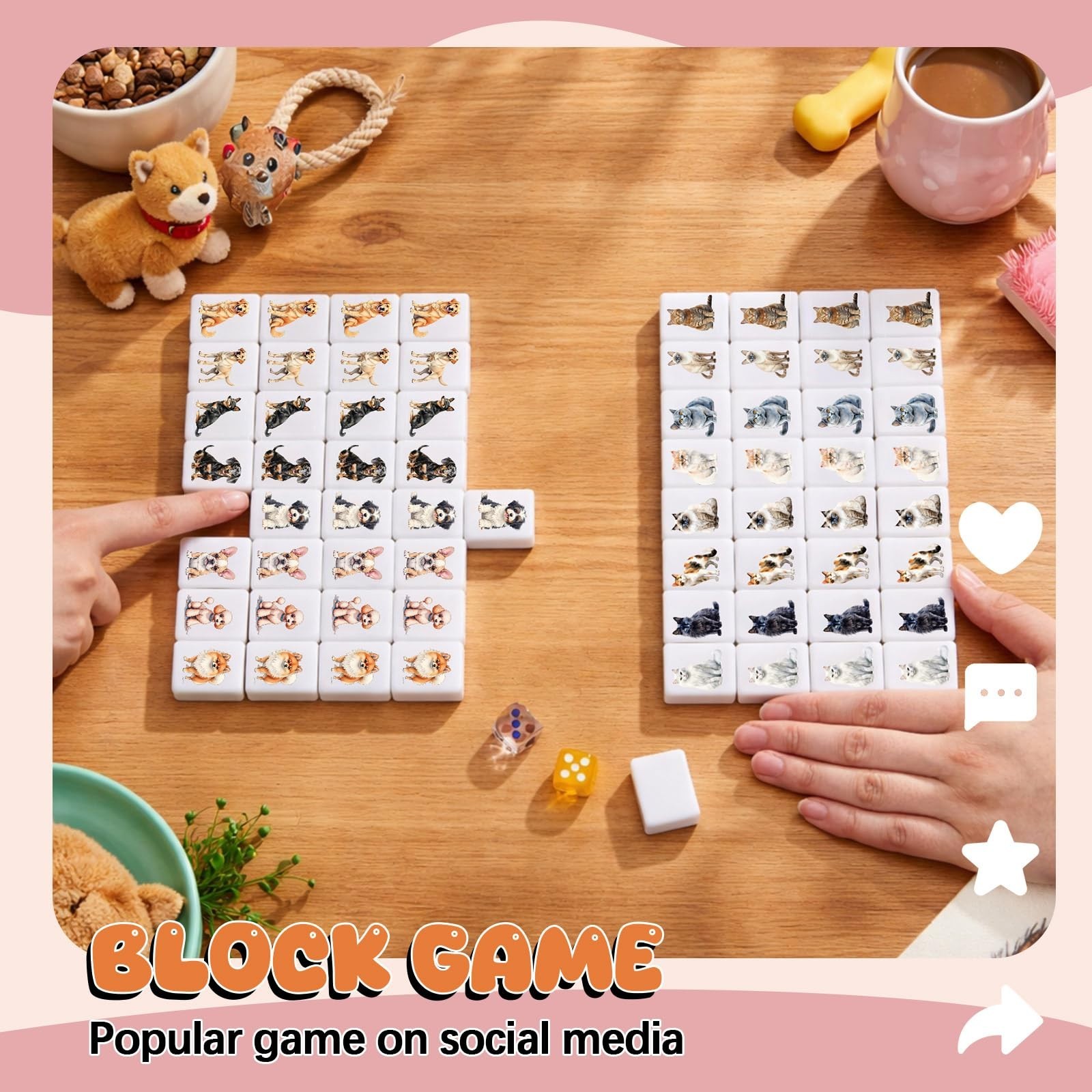 2 Player Mahjong Block Set – 65 Tiles, 30mm Push Tile Game with Storage Bags, An