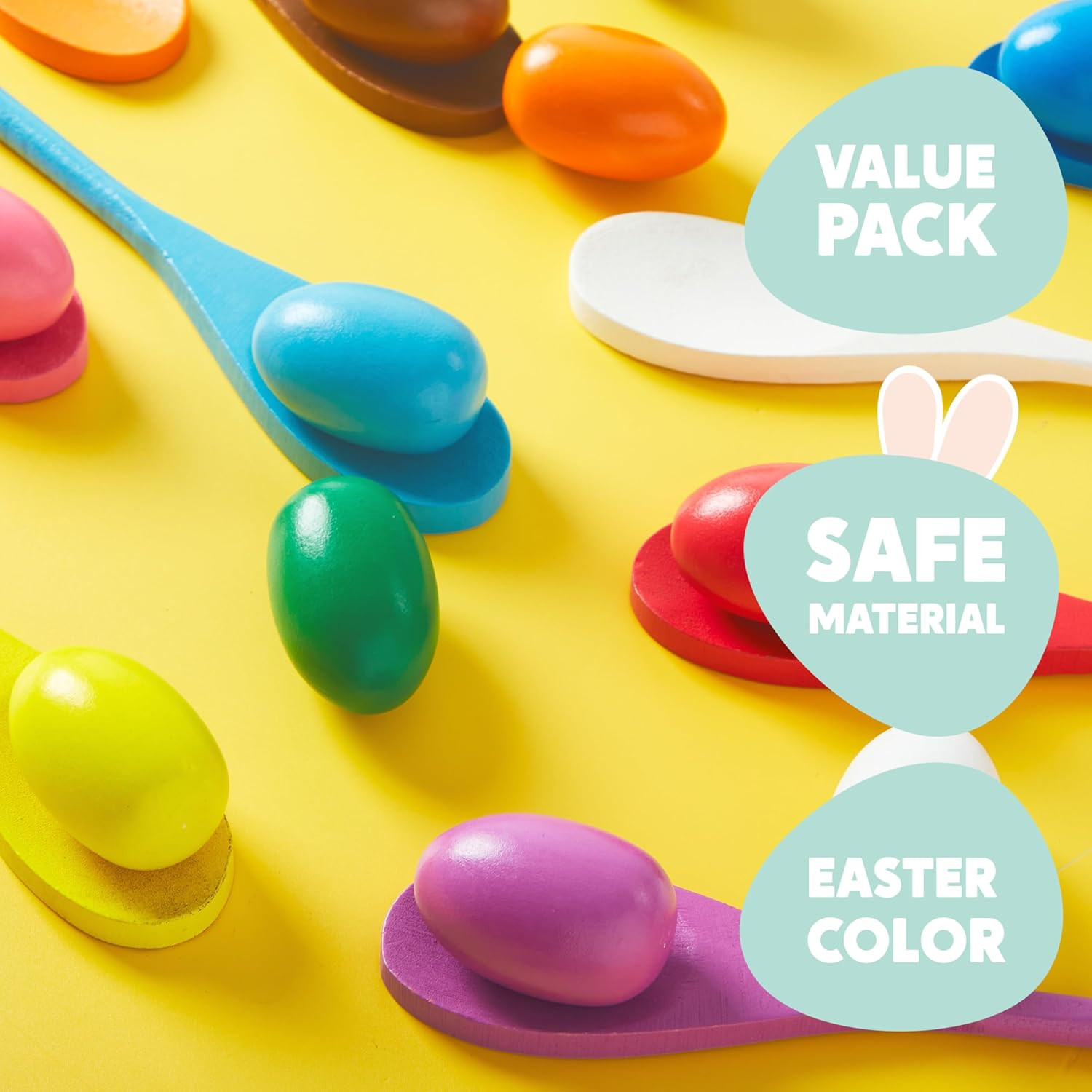 24 PCS Easter Egg and Spoon Race Game Set, 12 Players Carnival Egg and Spoon Rel