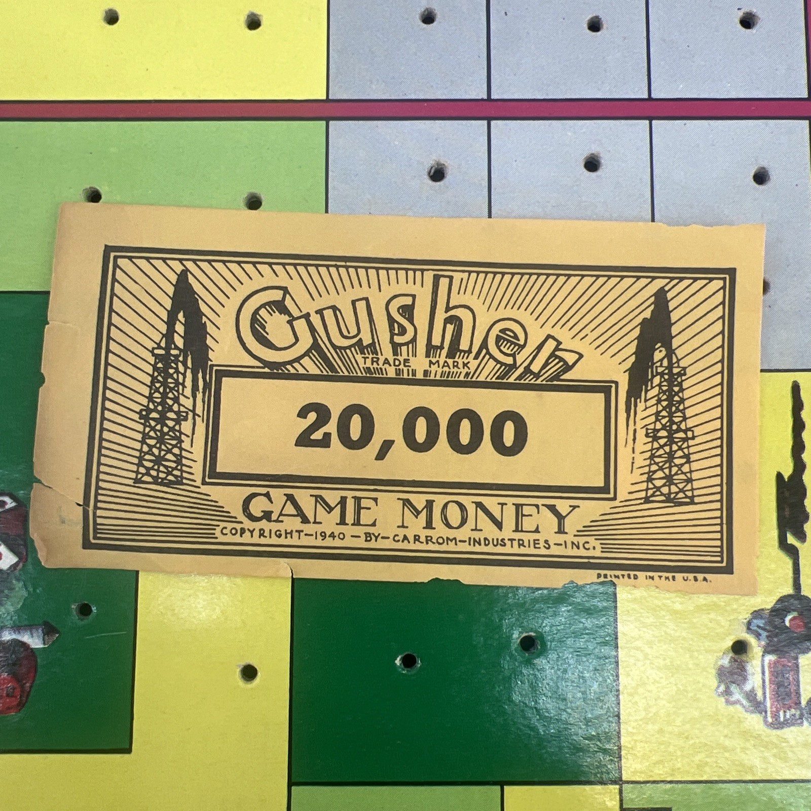 Vintage Gusher Board Game Carrom Industries, Inc. Oil Drilling Game 1940