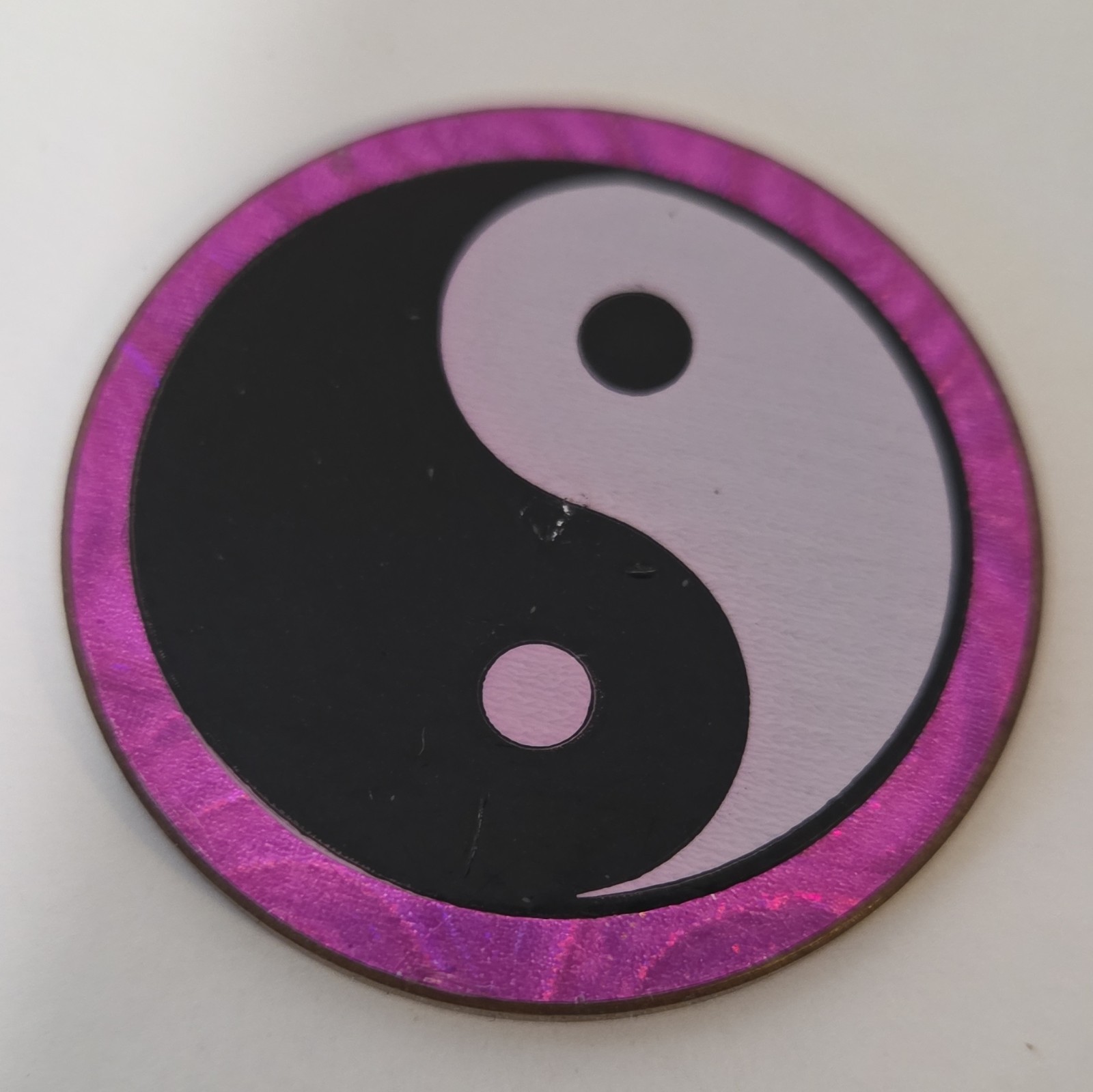 Metal Pogs Slammer Yin Yang Holographic Black & White w/ Purple Border