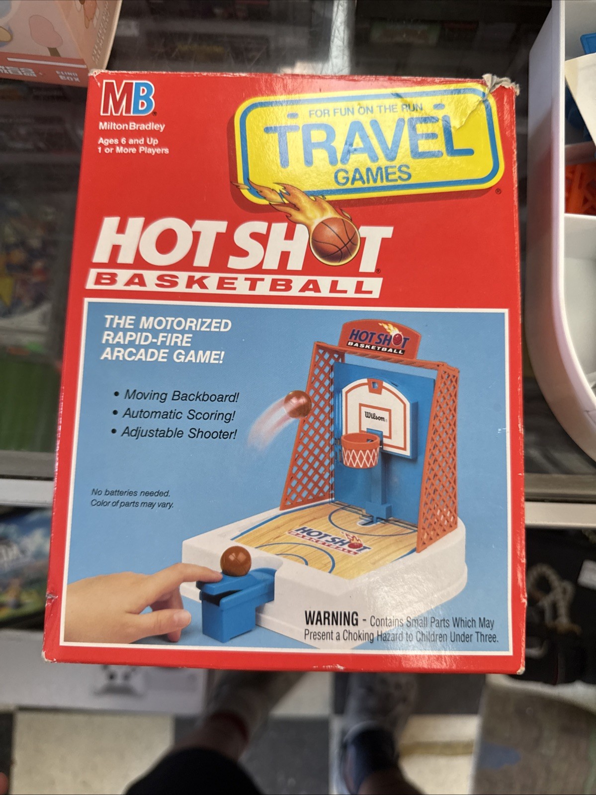 Vintage 1992 Milton Bradley Travel Hot Shot Basketball Game w/ Box – Works!